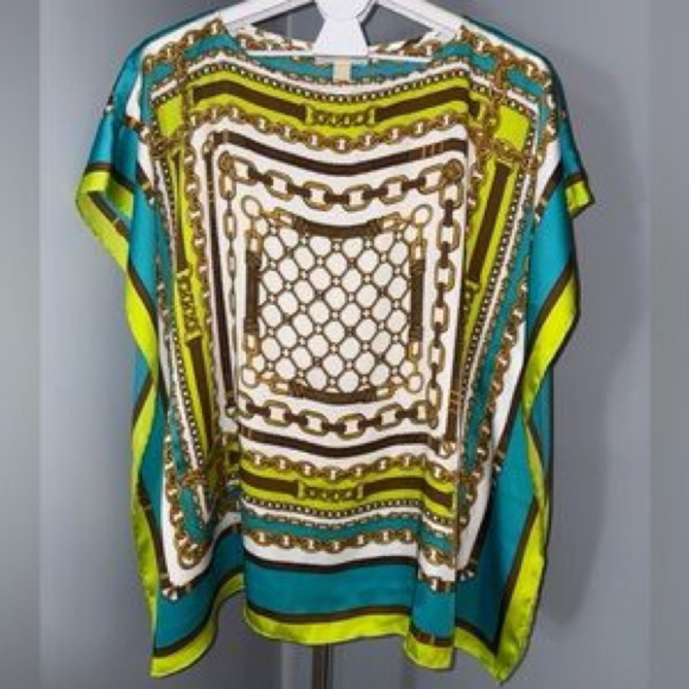 Michael Kors tunic poncho chain printed top size petite small